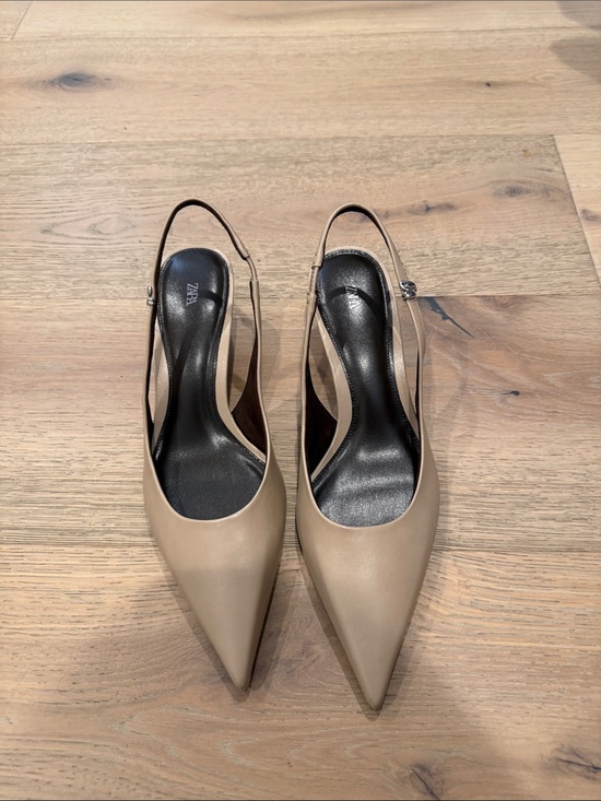 Zara Shoes - Zara Nude Pointed Toe Slingback Heels size 9